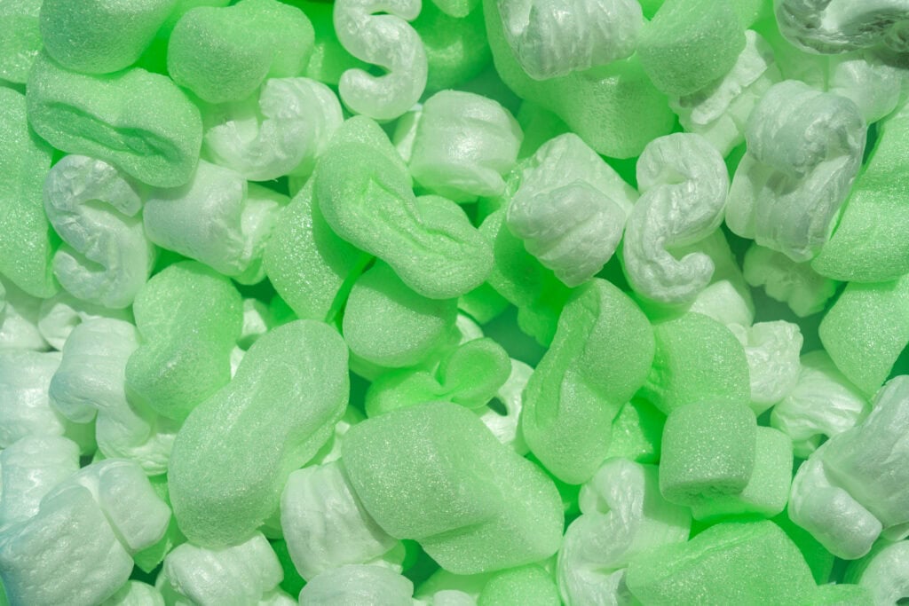 Closeup of packing peanuts